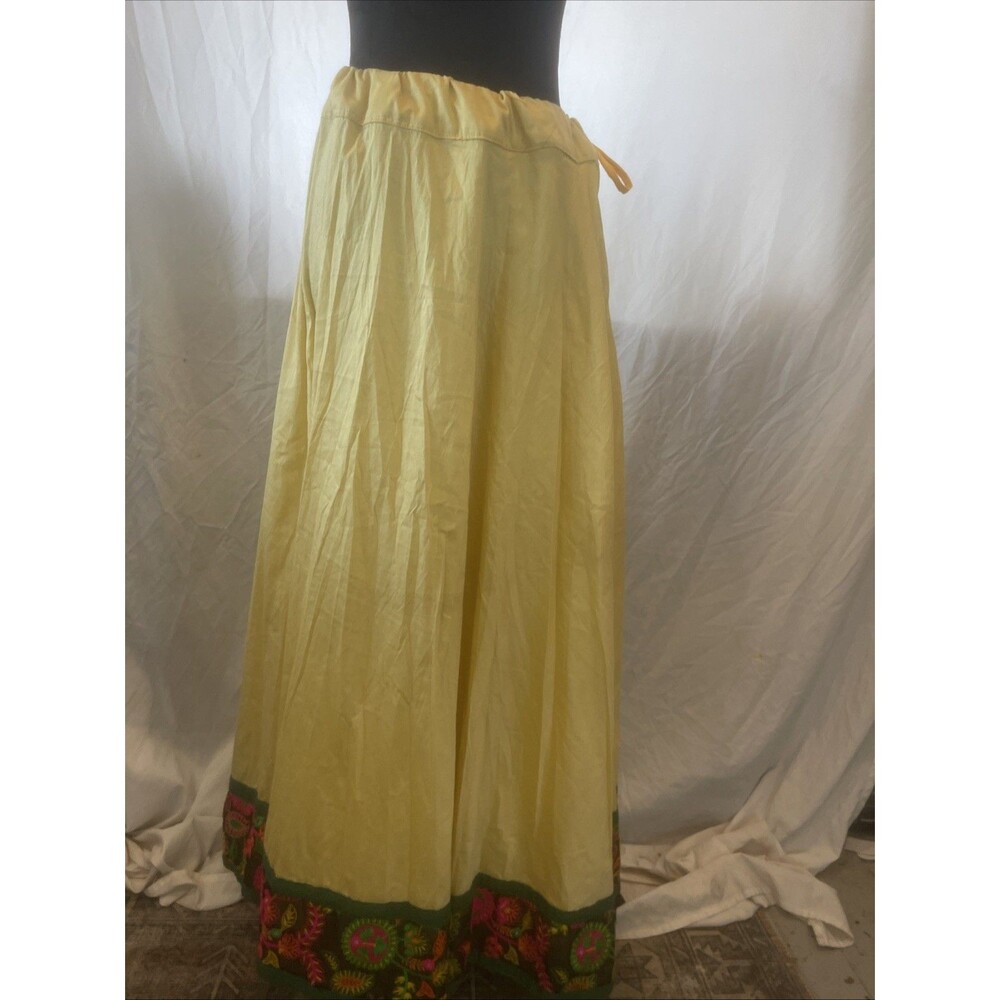 Ladies drawstring adjustable sari skirt yellow embroidered Boho Festival Indian